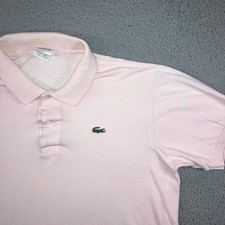 Lacoste Polo Shirt Men 6 XL Pink S/S Cotton Pique Logo Pastel Tennis Golf Flaw