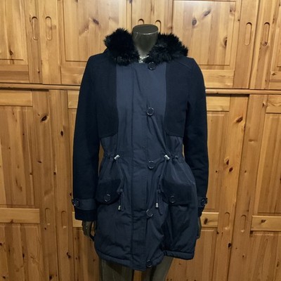 QS by s.Oliver Damen Jacke Gr.S schwarz Winter mit Kapuze und Kunstpelz Parka