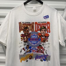 Vintage Super Bowl XXII 1988 Salem Caricature T Shirt 80s Redskins Broncos Elway