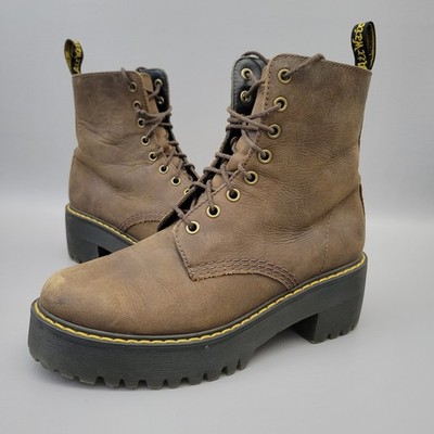 DR. MARTENS Shriver Hi Wyoming Leather Ankle Boots Size 8 Brown 