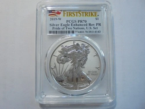 2019-W Reverse Proof $1 American Silver Eagle PCGS PR70 FS Dual Flag Label