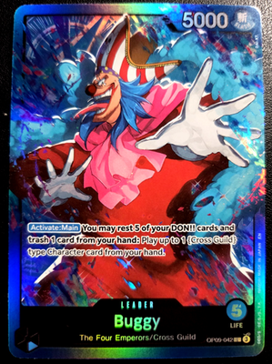 Buggy OP09-042 ONE PIECE Tcg Card Game NM BLUE Leader | eBay