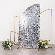 7 ft SILVER Double Sided Big Payette Sequin Half Moon Arch STAND COVER Party
