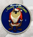 Tasmanian Devil Looney Tunes Hand Enameled 1 oz .999 Fine Silver Art Round