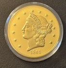 1861 Double Eagle Lady Liberty Collectors Coin American Mint 24k Gold Layered