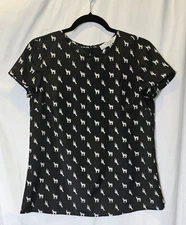 Nine West Suit Separates Dress Shirt With Antelope/Giraffe Print Size Small