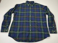 Ralph Lauren Plaid Shirt Mens XL Blue Green Long Sleeve Button Down Cotton