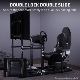 Hottoby 3060 Aluminum Racing Sim Cockpit Stand With Black Seat TV Stand Logitech