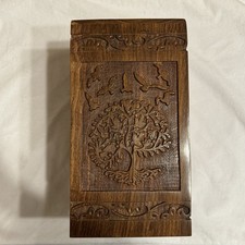 Handcrafted Wooden Memorial Urn Box Rosewood, Engraved, Tree Design