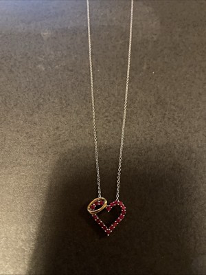 Alwand Vahan AV Sterling Silber 14k Rubin Herz Anhänger mit 925 Kette Halskette