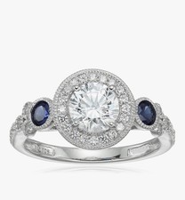 Cubic Zirconia And Sapphire Ring Size 7