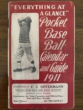 1911 Everything At A Glance Pocket Baseball Calendar And Guide Addie Joss Cover