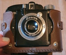 Vintage Beacon Camera Bakelite In Leather Case Made in USA Retro 1940s 1950s
