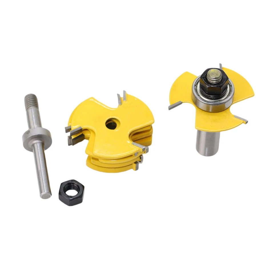 2Pcs Tongue & Groove Router Bits 1/4" 1/2" Shank 3 Teeth Adjustable T Shape Bits - Image 2 of 4