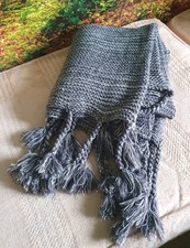 MyHome Strickdecke Plaid Decke Kuscheldecke Tagesdecke Fransen Grau 150 x 160 cm