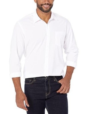 S17AE30000 AMAZON ESSENTIALS MEN'S LONG-SLEEVE CASUAL SIZE XXL WHITE