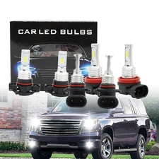 For Chevy Suburban Tahoe 2007-2014 6x 6000K LED Headlight + Fog Light Bulbs