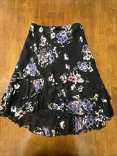 Vintage 90 s Y2K Betsey Johnson Black Purple Pink Floral Skirt Size 8