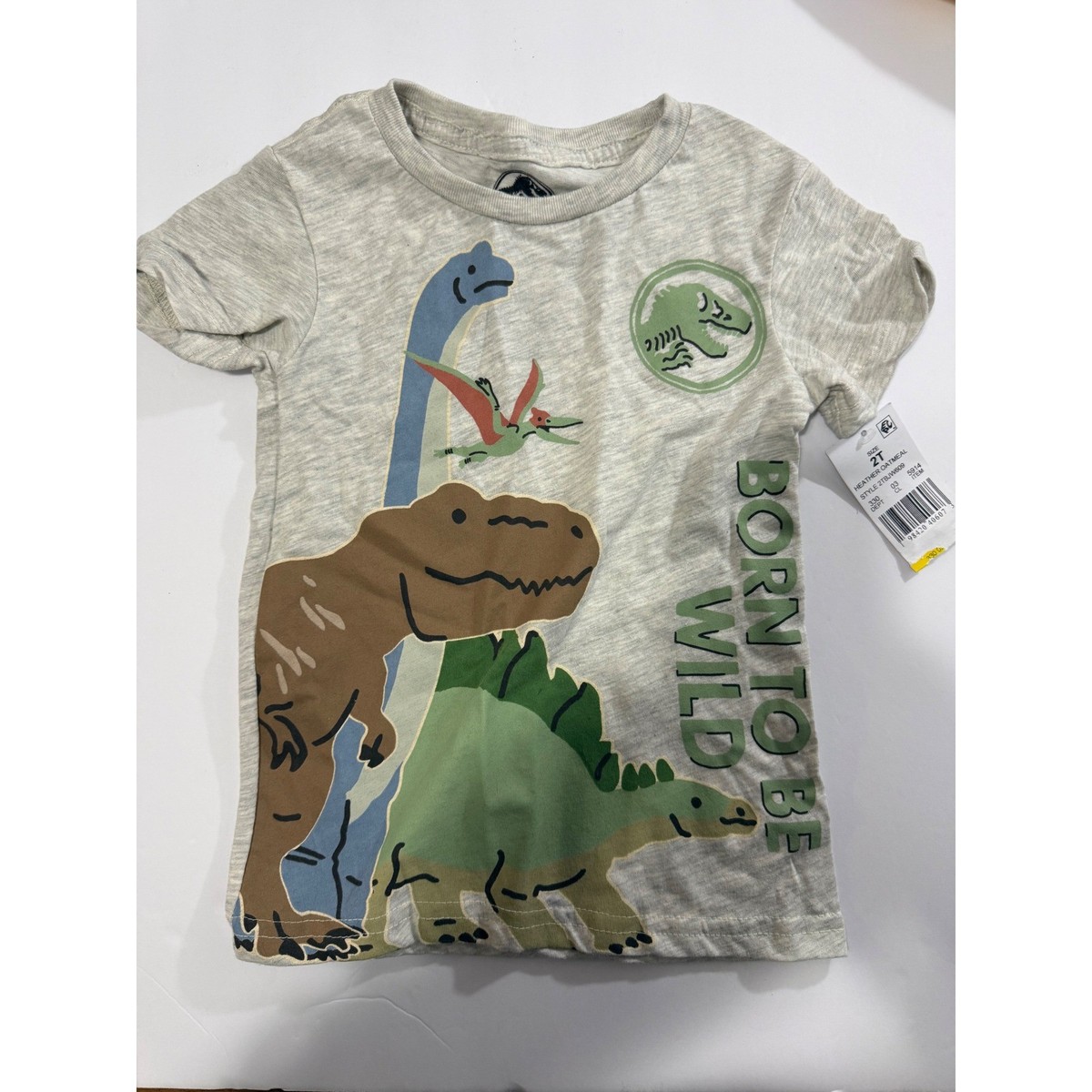Kids Jurassic World Dinosaur T Shirt Size 2T Heather Oatmeal Born