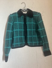Vintage St John by Marie Gray Plaid Zip Up Jacket w/ Collar  RARE  Tag Sz: 8