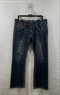 Rock Revival Men's Relaxed Straight Dark Wash Embroidered Blue Jeans Sz 34