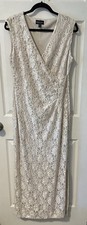 Connected Apparel Women  s Champagne Lace And Sequin Gown, Size 12P