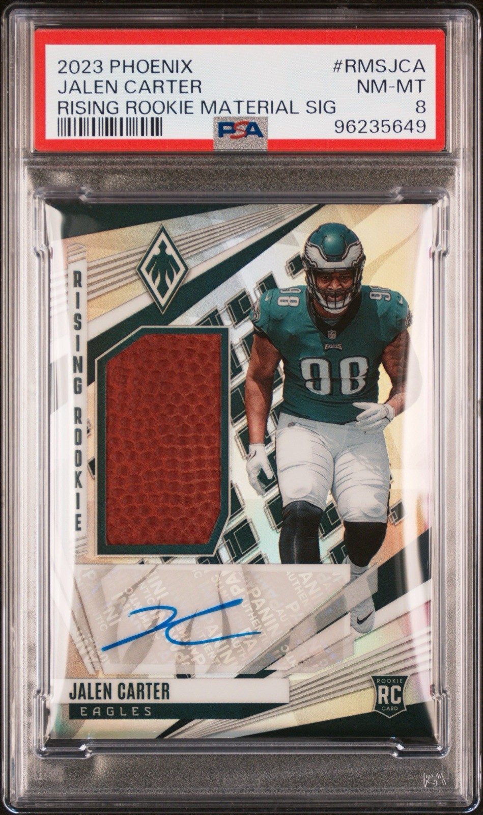 2023 Phoenix Jalen Carter Rising Rookie Ball Patch Silver Auto /199 Pop 1 Eagles