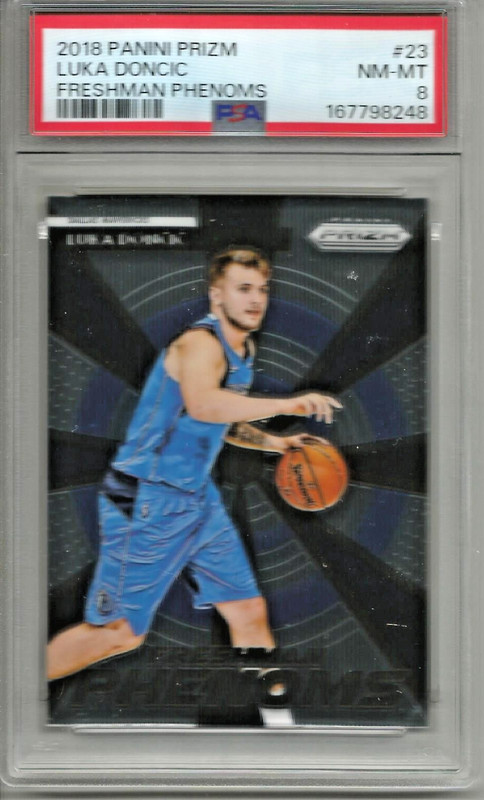 Luka Doncic 2018/19 Panini Prizm Freshman Phenoms Rookie (#23) PSA 8