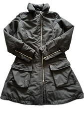 100% Auth Marithe Francois GIRBAUD Black Padded Coat Hood XS lined cosy winter