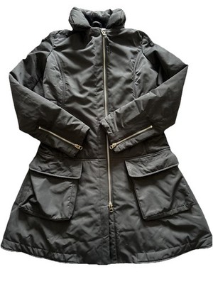 100% Authentic Marithe Francois GIRBAUD Black Padded Coat Hood lined cosy tech