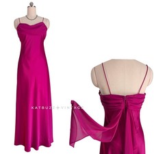 Vintage Betsy  Adam Prom Dress Maxi Gown Pink 14 Y2K 90S Glam Satin Slip Ruffle