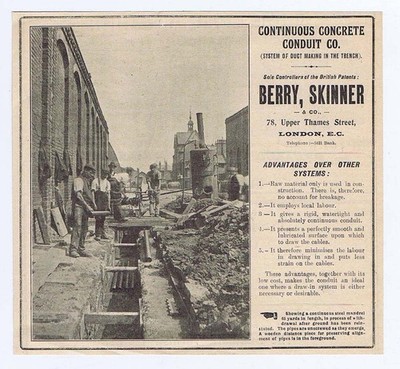 Durchgehende Betonrohr Co; Grabenbau - Antiktechnik Werbung 1904