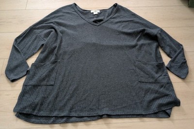 MoaMoa Women's Gray Knit Long Sleeve Top With Two Pockets Comfort Size 3X