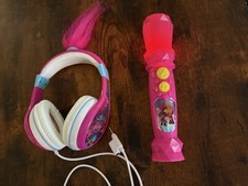 Dreamworks Trolls Band Together Headphones for Kids and Singing Microphone Set