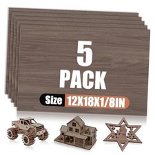 Pack of 5 Walnut Plywood Sheets 12x18x1/8 Inch - 3mm for Laser 12x18in