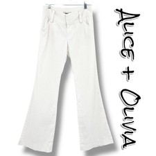 Alice + Olivia Wide Leg Linen Blend Pants White Trouser Womens Sz XS