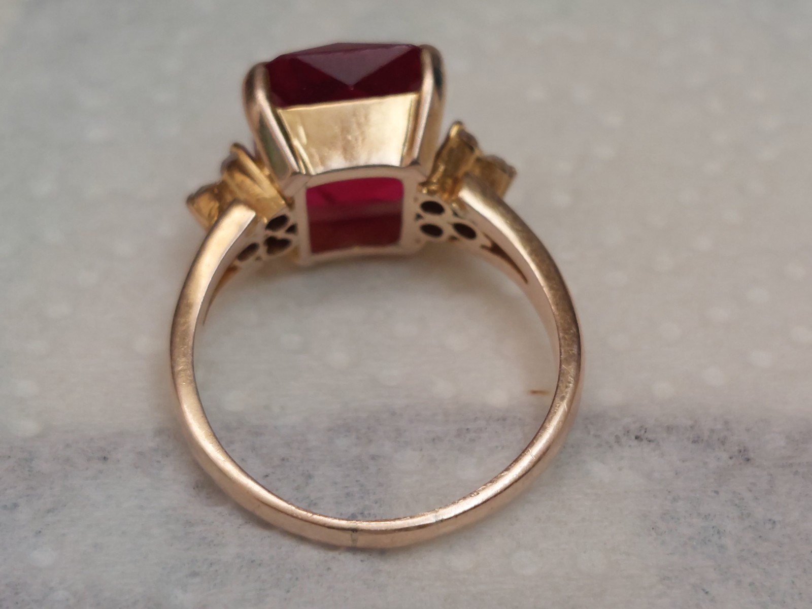 VTG  SOLID 10K  YELLOW  GOLD EMERALD  CUT  RUBY  … - image 5