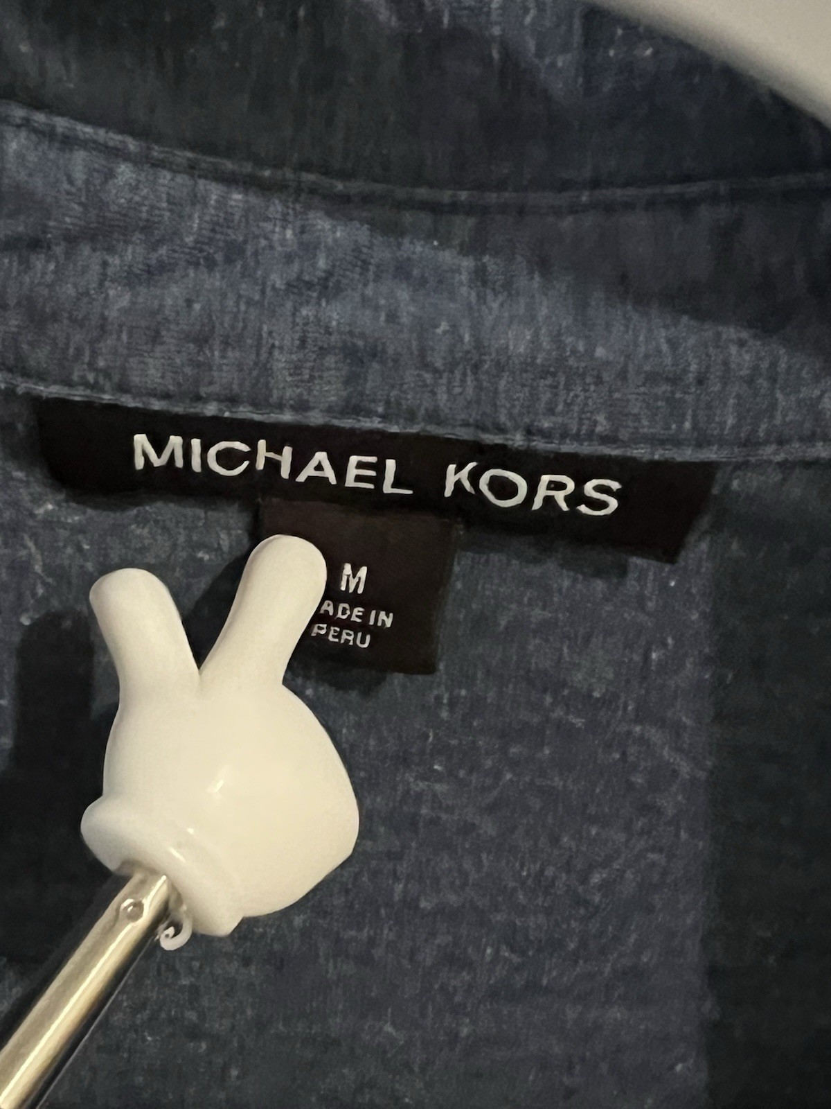 Michael Kors Polo Shirt Mens Medium Blue Embroidered Logo Collared Short Sleeve thumbnail 5