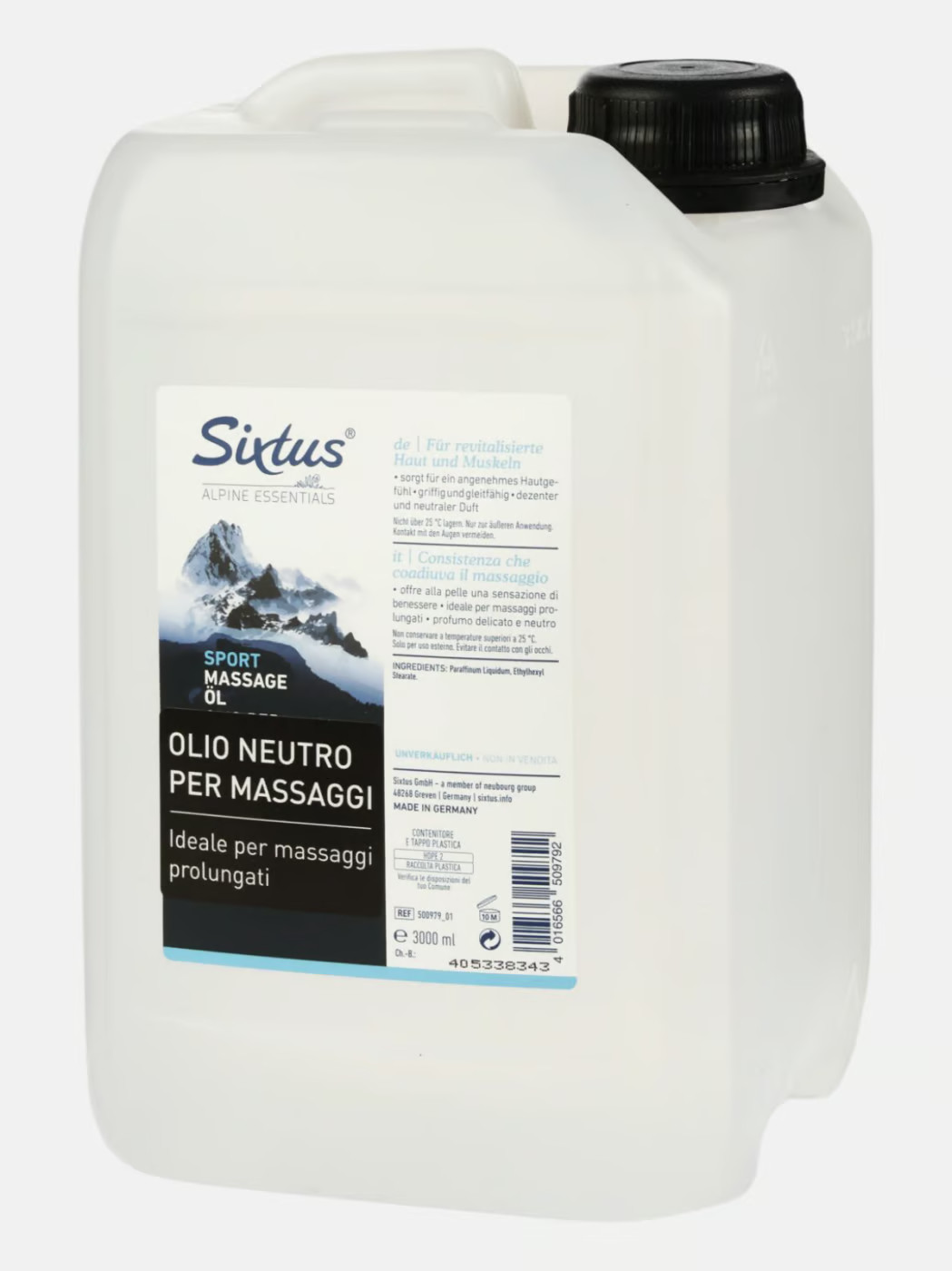Tanica Olio Neutro Sixtus 3 Litri - Fornitura Massaggi Professionale