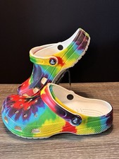 Crocs Sandals Youth 4 Classic Tie Dye Graphic Clogs 205451 Multicolor Comfort