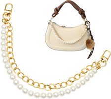 Pearl Purse Chain Gold Bag Extender Metal Handbag Strap Short Shoulder Bag Charm