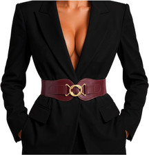Womens Wide Waist Belt for Dresses Stretchy Woven Elastic Belt Anti-Scratch Gold