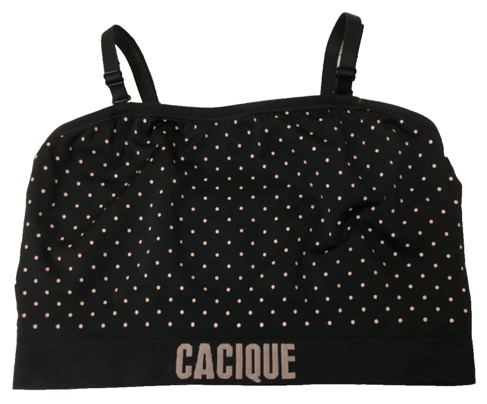 NWT Cacique "Modern Collection" Reversible Bralette Black/Polka Dots, band 22/24 - Image 1 of 4