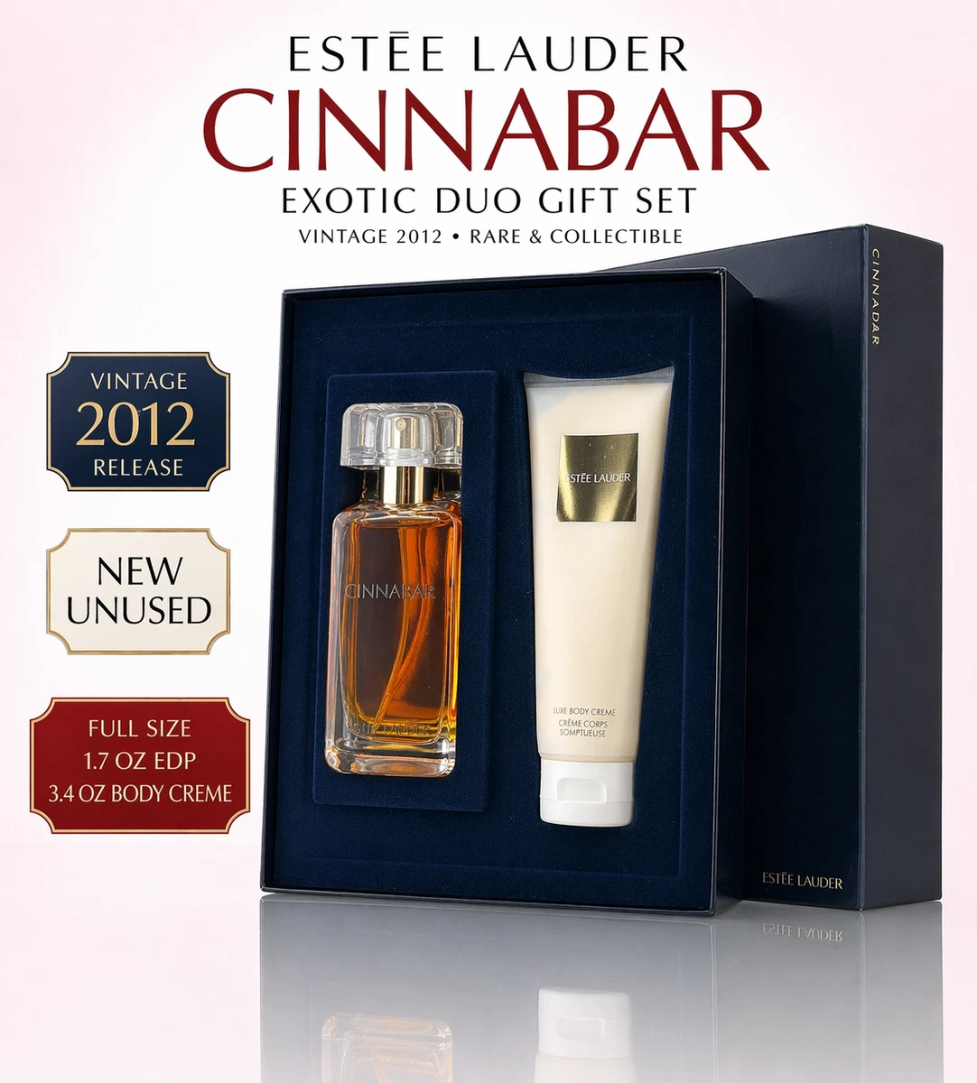 Estée Lauder Cinnabar Vintage Gift Set 1.7oz EDP Perfume + 3.4oz