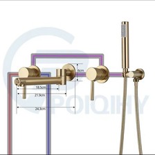 Wall Mounted Bath Taps Concealed Gold Shower Mixer Brushed Brass Bathtub Faucet