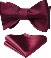 Bow Ties for Men Solid Color Self Tie Bow Tie Pocket Square Set Classic Formal S