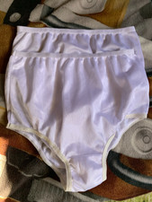 2 Pair Nylon Panties With Cotton Gusset Sz 7 White Very Soft New