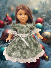 18 inch doll dress handmade evergreen Christmas print new on sale$
