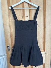 Free People Azasia Pleated Bardot Mini Babydoll Dress Black Size L
