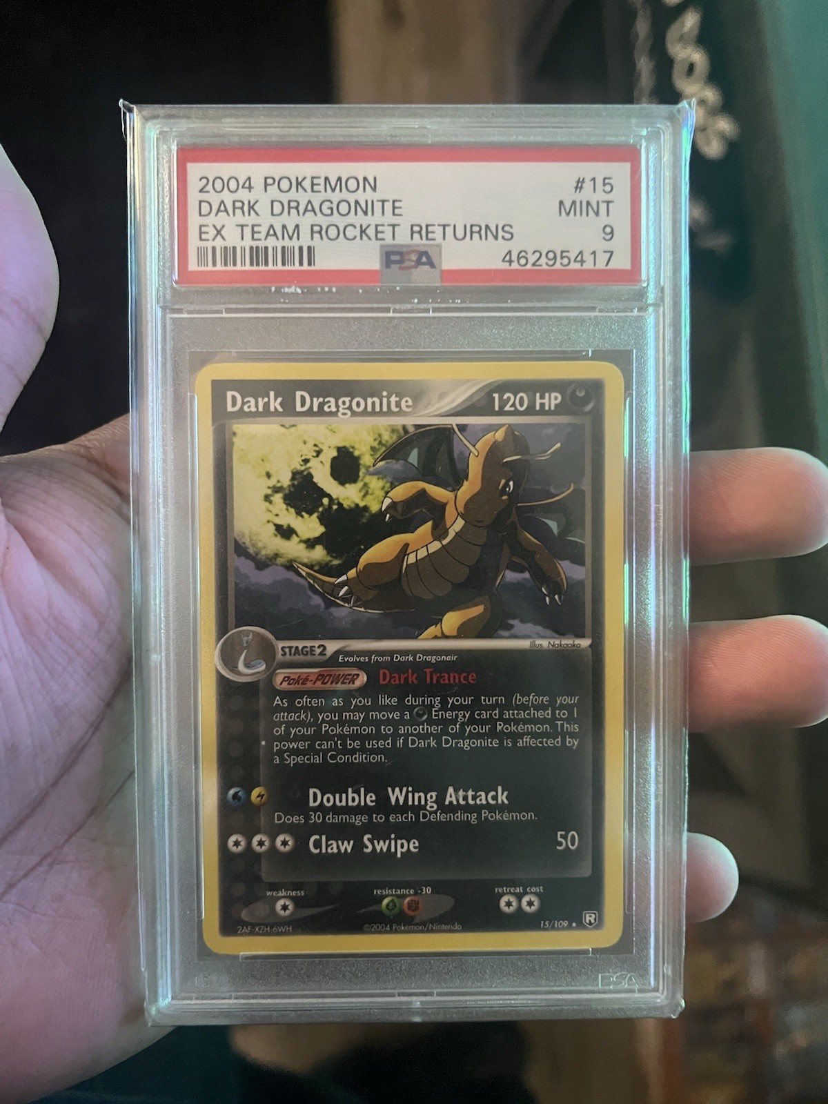 2004 POKEMON EX TEAM ROCKET RETURNS #15 DARK DRAGONITE PSA 9